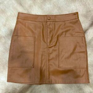 BB Dakota x Steve Madden Women's Brown Solid Faux Leather Mini Skirt Size Small